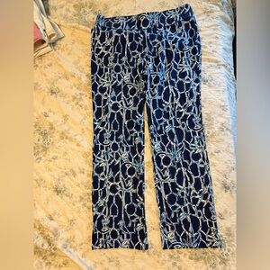 Lilly Pulitzer Loralee Pants in Bamboo High Tide Navy Blue Size Large
